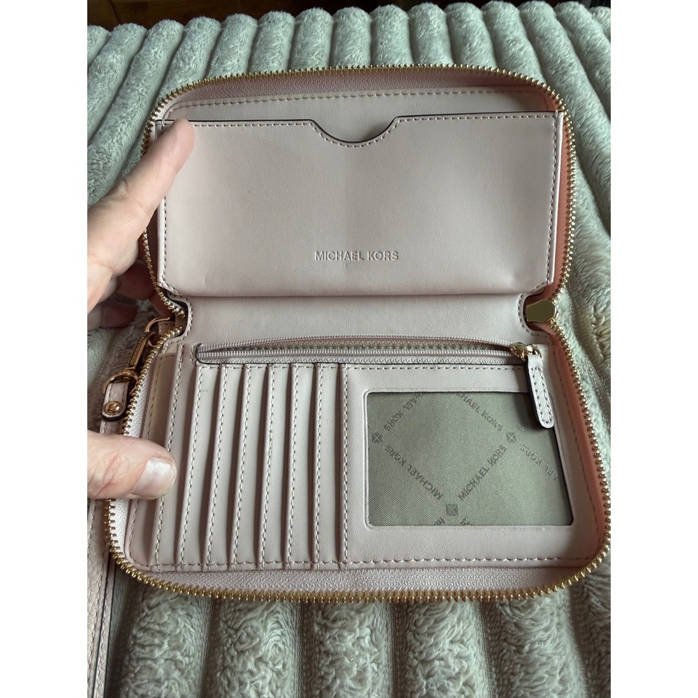 Michael Kors Jet Set Travel Large Flat Smartphone Wallet Blossom Pink Leather - Picture 4 of 13